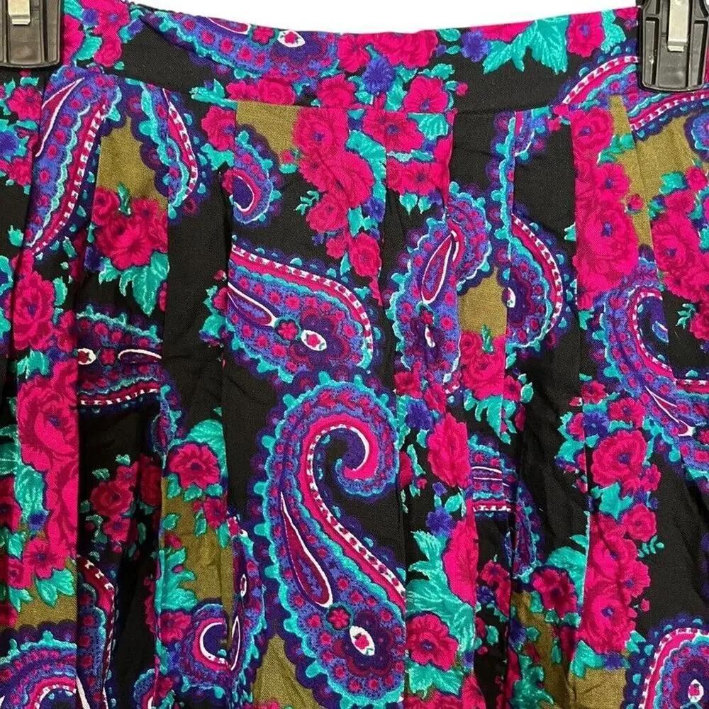 Random USA Made Vintage NWT Midi Pleated Paisley Purple Whimsigoth Skirt sz 10